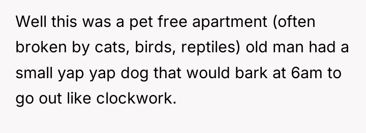 Well this was a pet free apartment (often broken by...