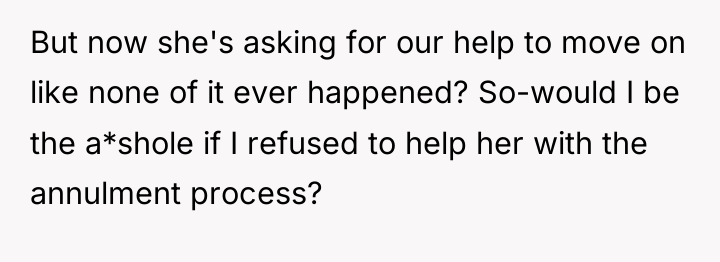 But now she's asking for our help to move on...