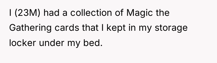 I (23M) had a collection of Magic the Gathering cards...
