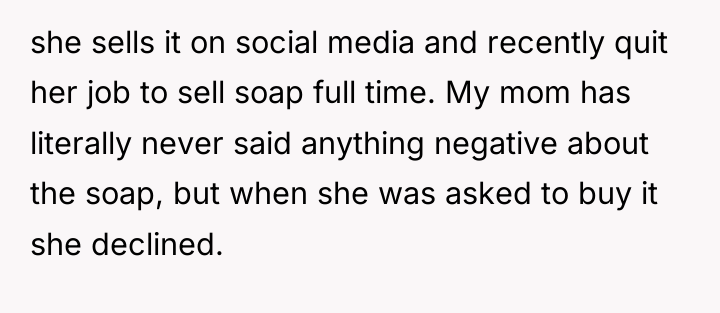 she sells it on social media and recently quit her...