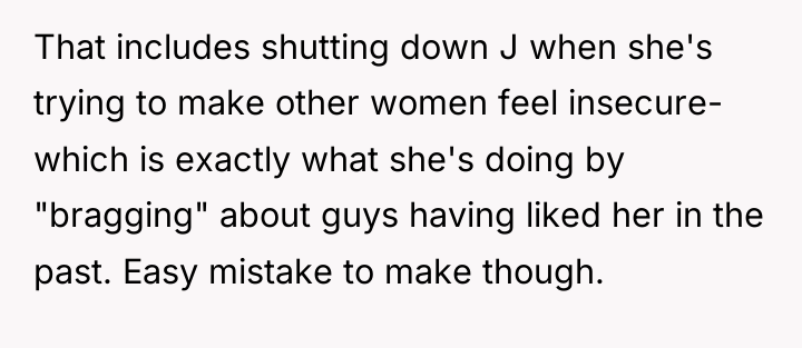 That includes shutting down J when she's trying to make...