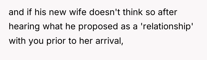 and if his new wife doesn't think so after hearing...