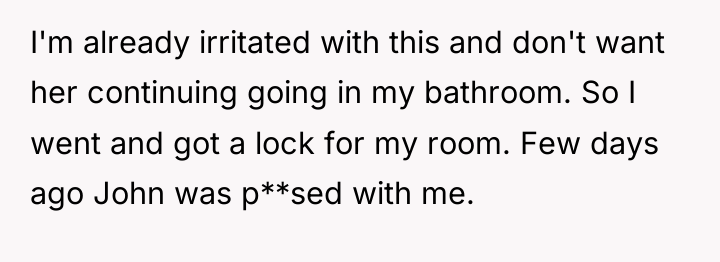 I'm already irritated with this and don't want her continuing...