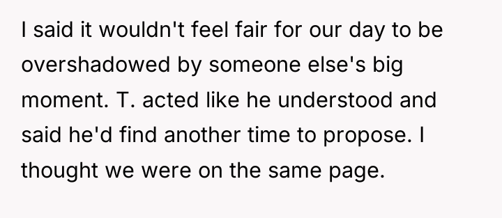 I said it wouldn't feel fair for our day to...