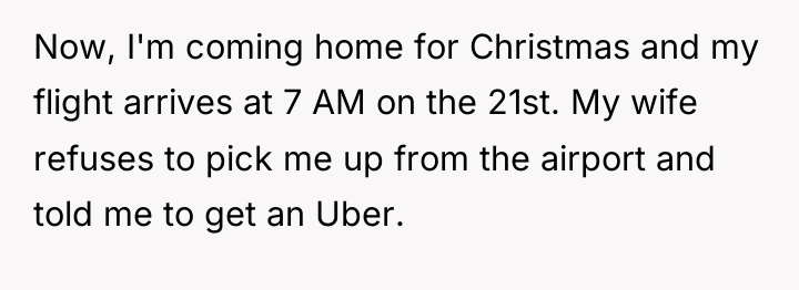 Now, I'm coming home for Christmas and my flight arrives...