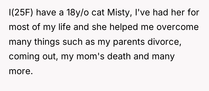 I(25F) have a 18y/o cat Misty, I've had her for...