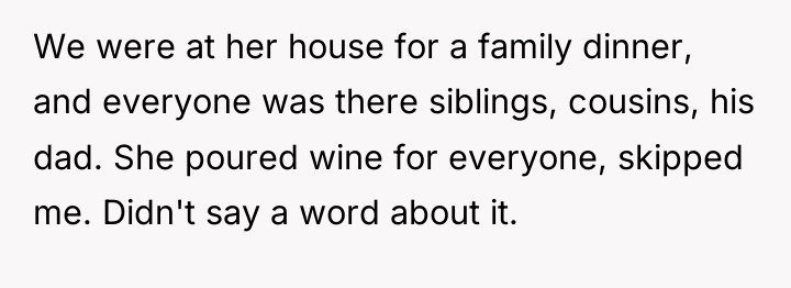 We were at her house for a family dinner, and...