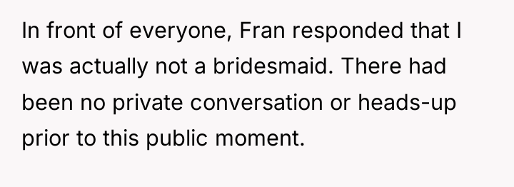 In front of everyone, Fran responded that I was actually...