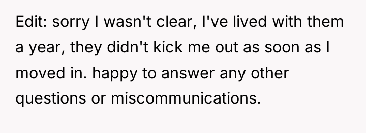 Edit: sorry I wasn't clear, I've lived with them a...