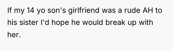 If my 14 yo son's girlfriend was a rude AH...