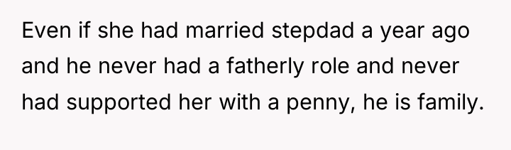 Even if she had married stepdad a year ago and...