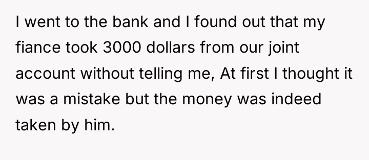 I went to the bank and I found out that...