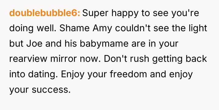 doublebubble6 Super happy to see you're doing well. Shame Amy...