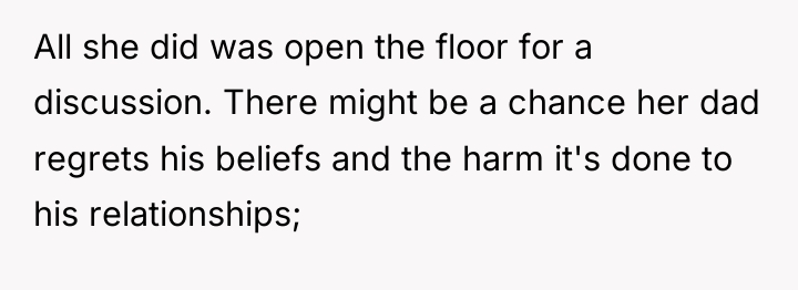 All she did was open the floor for a discussion....