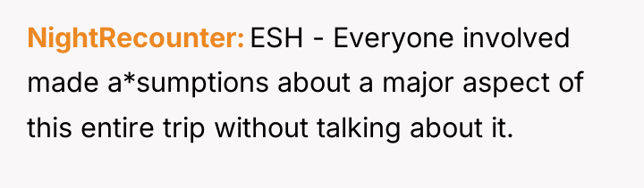 NightRecounter ESH - Everyone involved made a*sumptions about a major...