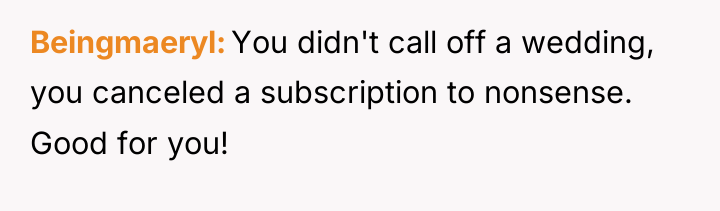 Beingmaeryl You didn't call off a wedding, you canceled a...