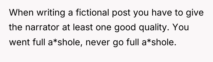 When writing a fictional post you have to give the...