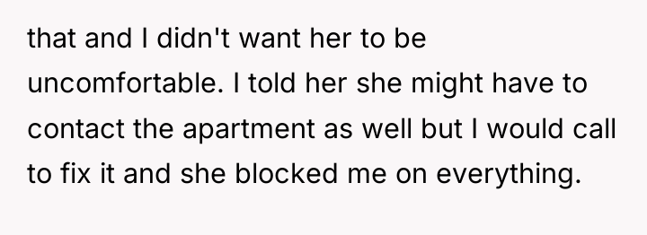 that and I didn't want her to be uncomfortable. I...