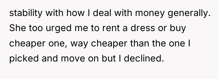stability with how I deal with money generally. She too...
