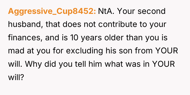 Aggressive_Cup8452 NtA. Your second husband, that does not contribute to...