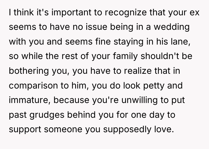 I think it's important to recognize that your ex seems...