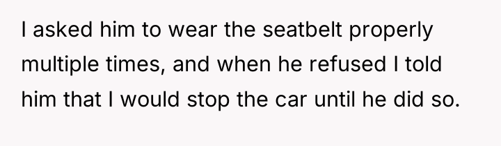 I asked him to wear the seatbelt properly multiple times,...