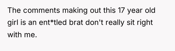 The comments making out this 17 year old girl is...