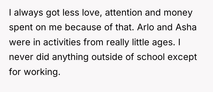 I always got less love, attention and money spent on...