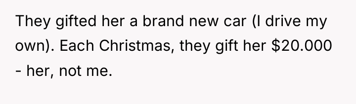 They gifted her a brand new car (I drive my...