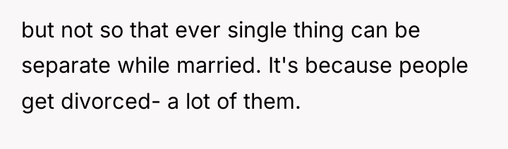 but not so that ever single thing can be separate...