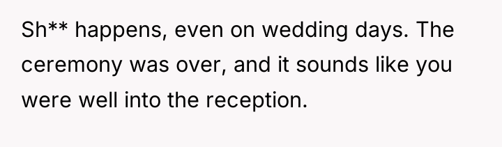 Sh** happens, even on wedding days. The ceremony was over,...