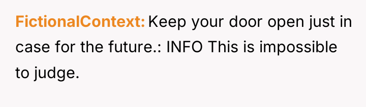 FictionalContext Keep your door open just in case for the...