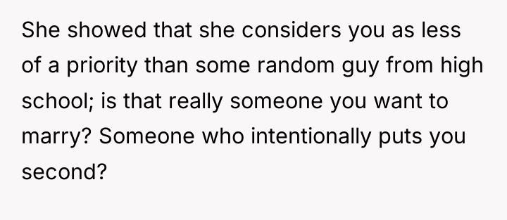 She showed that she considers you as less of a...
