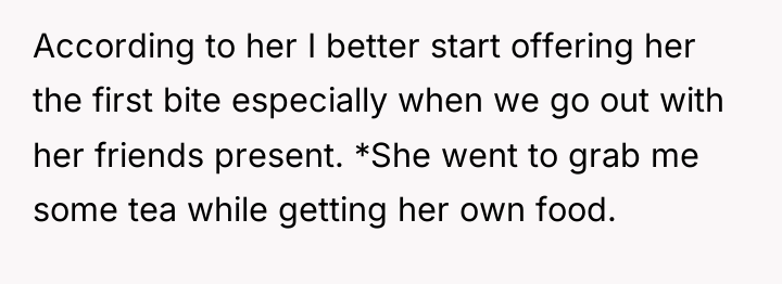 According to her I better start offering her the first...
