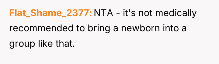 Flat_Shame_2377 NTA - it's not medically recommended to bring a...
