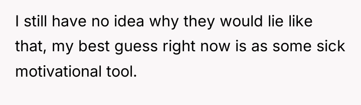 I still have no idea why they would lie like...