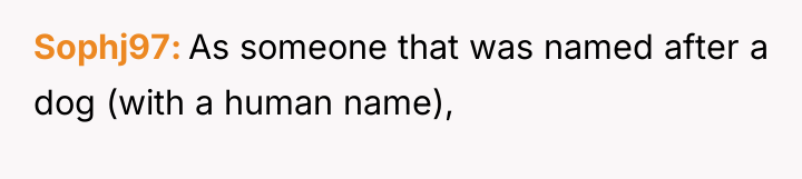 Sophj97 As someone that was named after a dog (with...