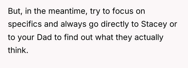 But, in the meantime, try to focus on specifics and...