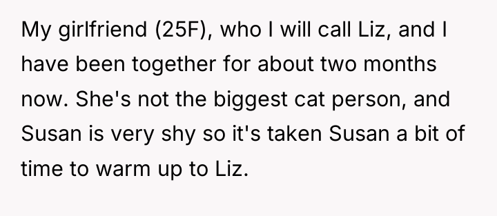 My girlfriend (25F), who I will call Liz, and I...