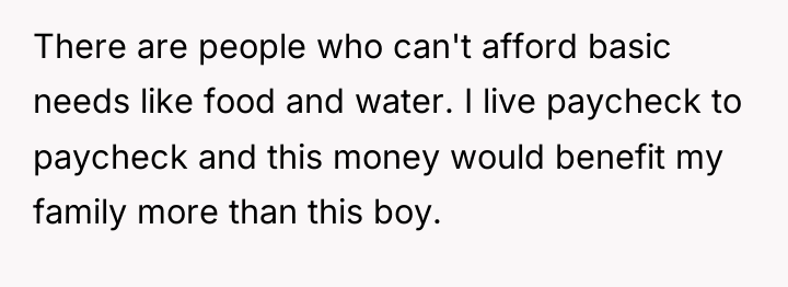 There are people who can't afford basic needs like food...