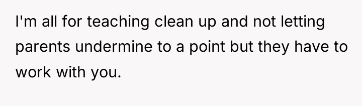 I'm all for teaching clean up and not letting parents...