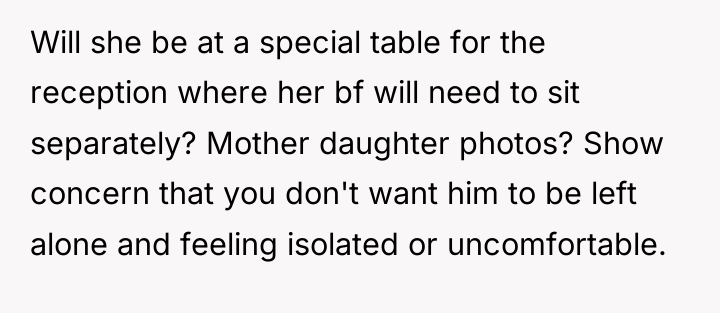 Will she be at a special table for the reception...