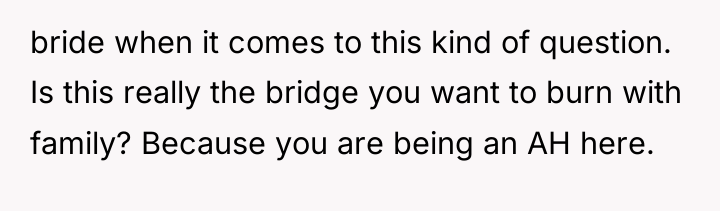 bride when it comes to this kind of question. Is...