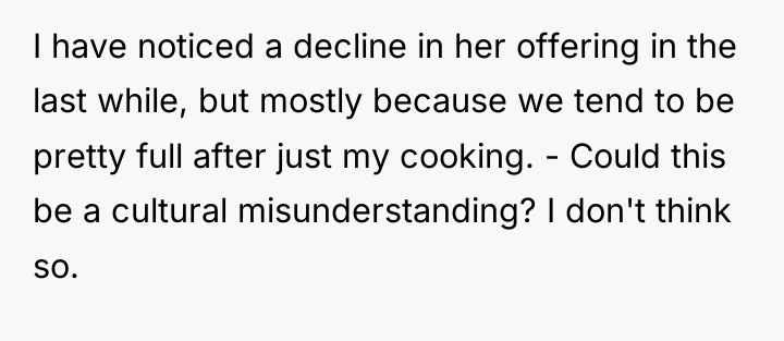 I have noticed a decline in her offering in the...