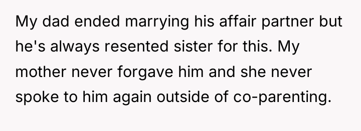My dad ended marrying his affair partner but he's always...