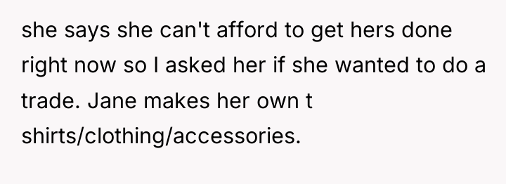 she says she can't afford to get hers done right...