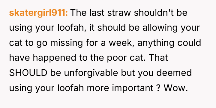 skatergirl911 The last straw shouldn't be using your loofah, it...