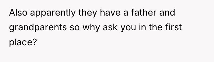 Also apparently they have a father and grandparents so why...