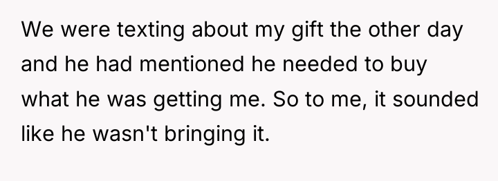 We were texting about my gift the other day and...