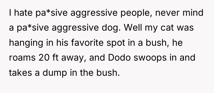 I hate pa*sive aggressive people, never mind a pa*sive aggressive...